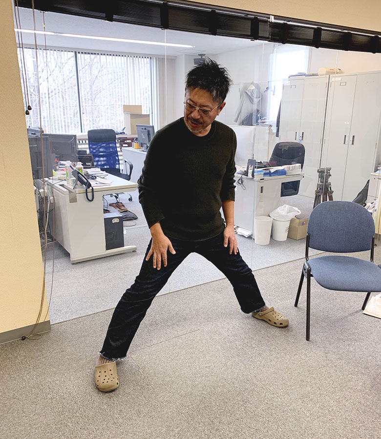 イデアシーディー代表の高村がウォーミングアップしているところ